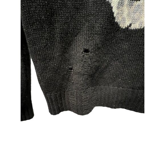 Skull Cashmere Sweater Women’s Size S in Black Destroyed Distressed Style - Picture 7 of 15